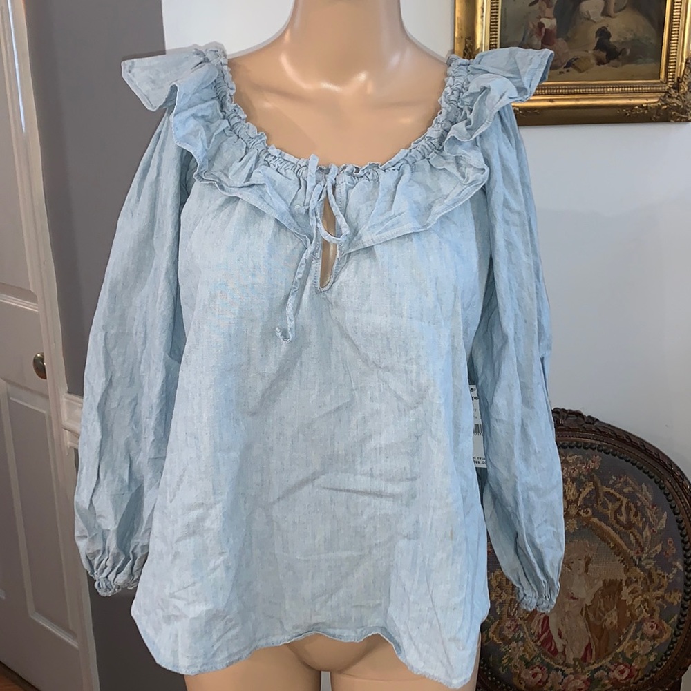 Free People Long Sleeve Jean Shirt